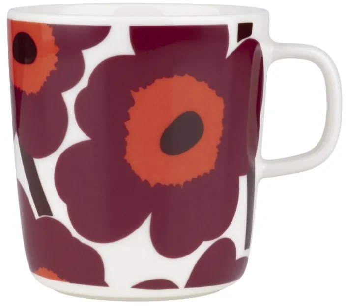 Hrnček Oiva Unikko 0,4l, bielo-burgundy-červený