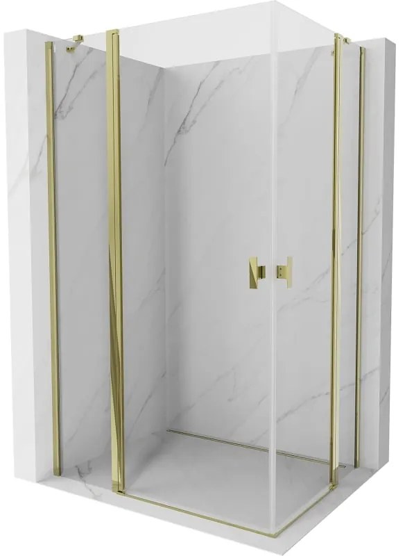 Mexen, Mexen Mist Duo sklápací sprchový kút 110 x 75 cm, transparentný, zlatý - 8A4-110-075-50-00