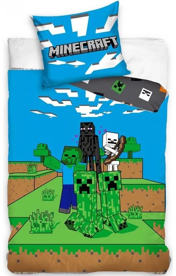 Bavlnené posteľné obliečky Minecraft - motív Mob Monsters - 100% bavlna - 70 x 90 cm + 140 x 200 cm