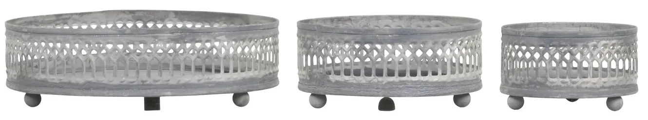 Set 3ks zinkový antik kovový svietnik Lace - Ø 8*5/ Ø 10*5/ Ø 15*5 cm