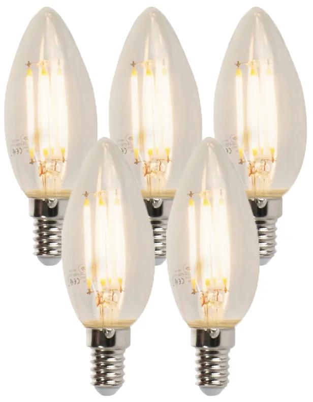 Sada 5 stmievateľných LED sviečkových žiaroviek E14 B35 5W 380lm 2700K