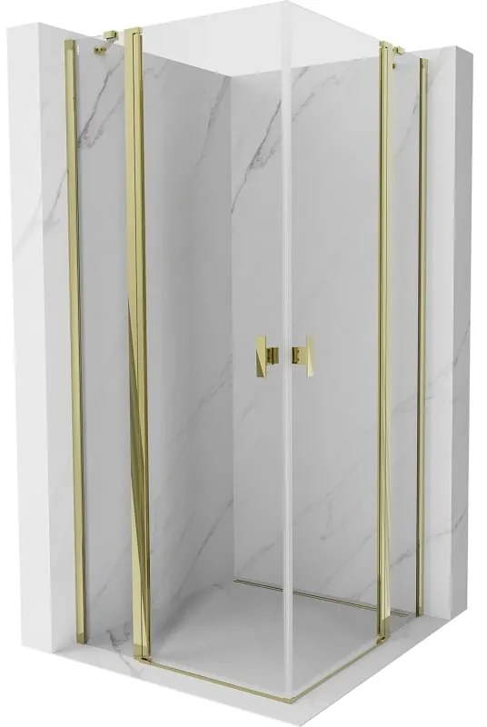 Mexen, Mexen Mist Duo sklápací sprchový kút 75 x 75 cm, transparentný, zlatý - 8A4-075-075-50-00