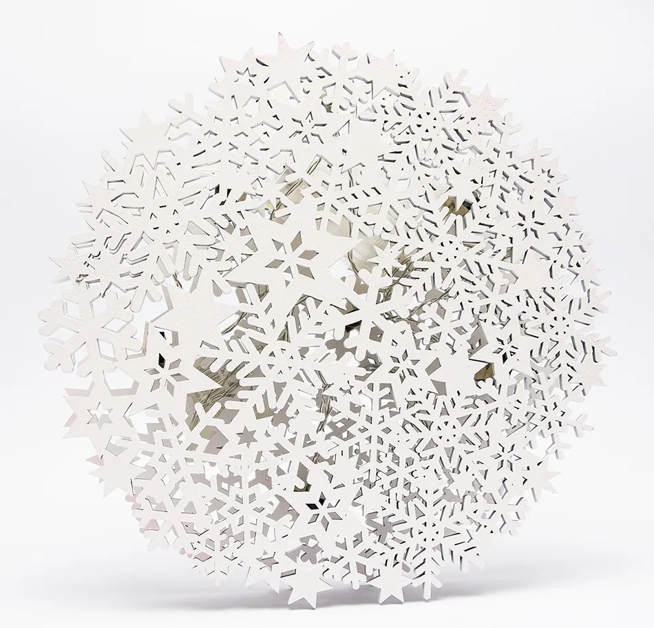 DECOLED Drevené dekorácie snehové vločky s LED svetlami, 26x29x3,2 cm