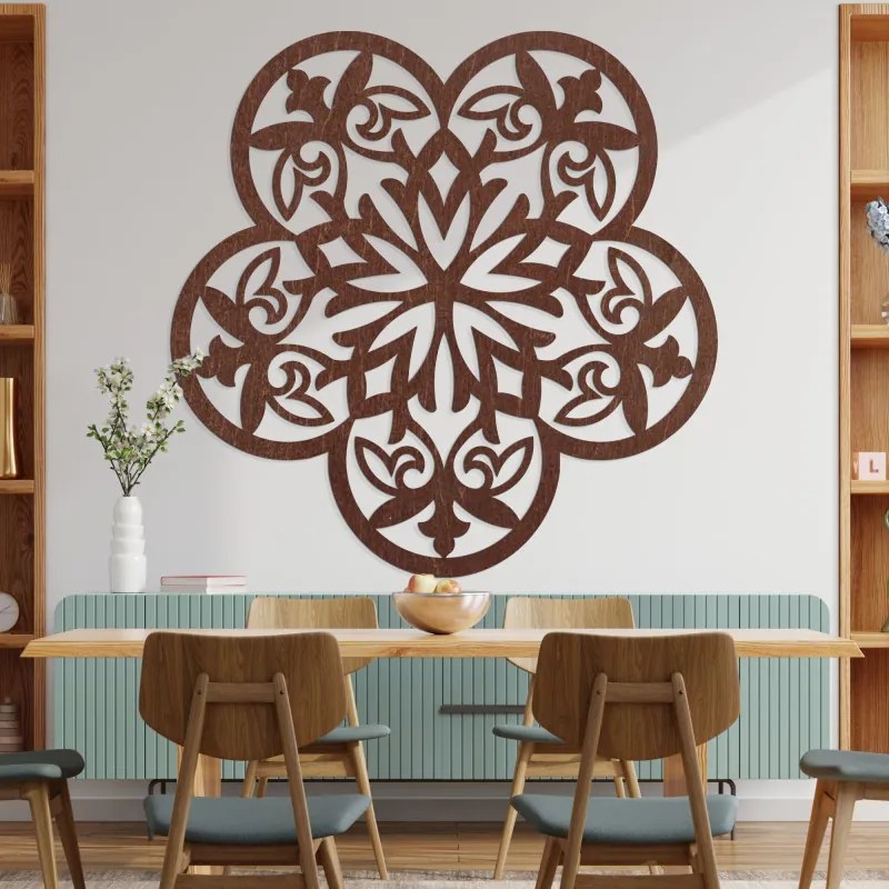 Drevená dekorácia na stenu v tvare mandaly tichý kvet I SENTOP PR0321