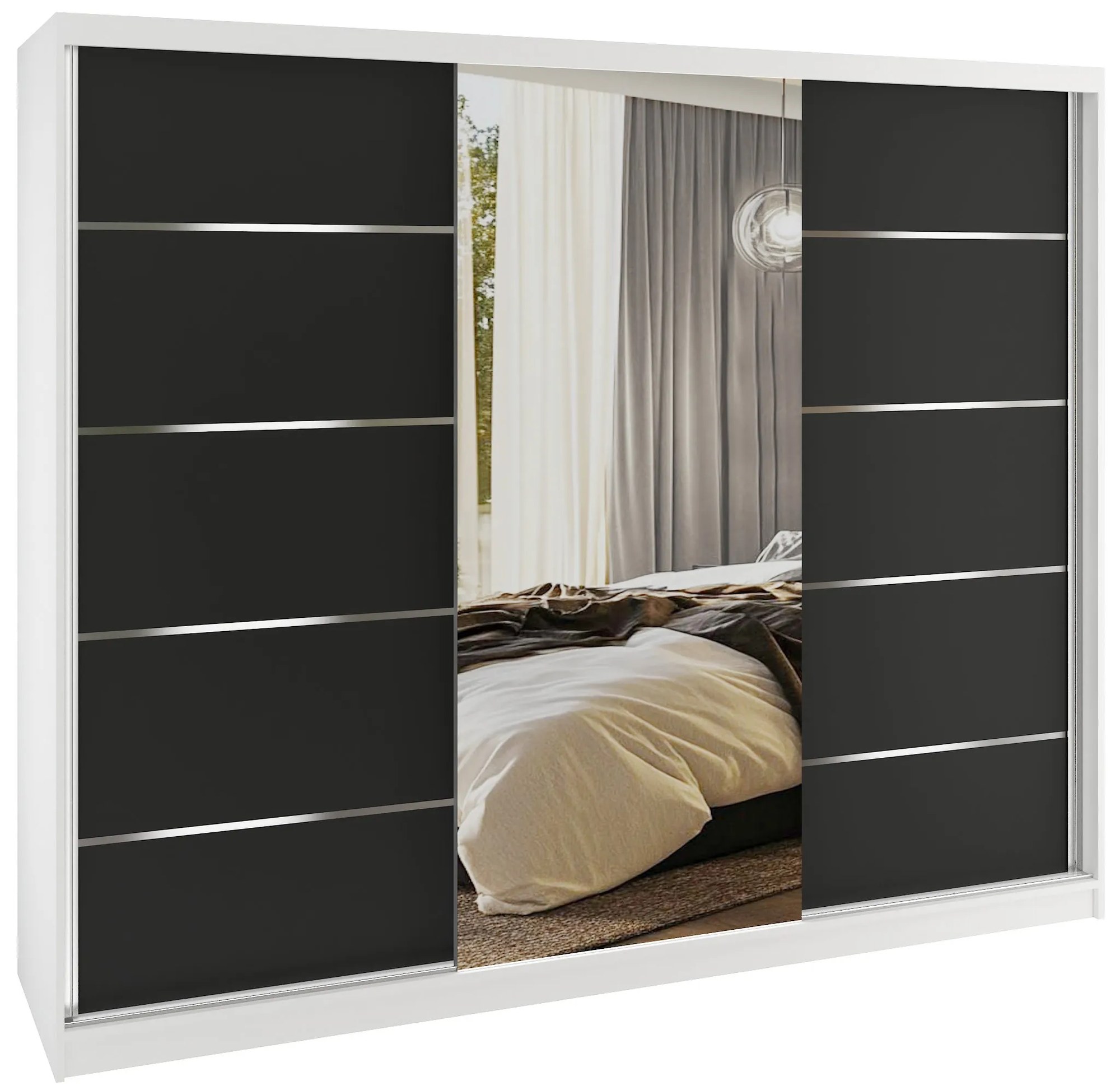 Šatníková skriňa SERENITY 232 cm čierny mat MBP SERENITY SZP8/0/W/B/0/HIAL