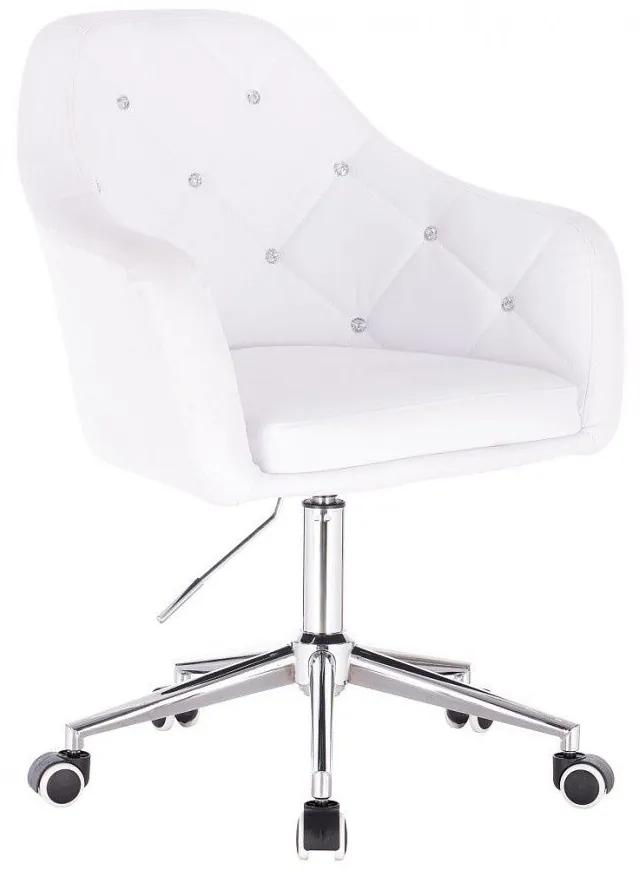 LuxuryForm DESIGN Kreslo ROMA na striebornej podstave s kolieskami - biele