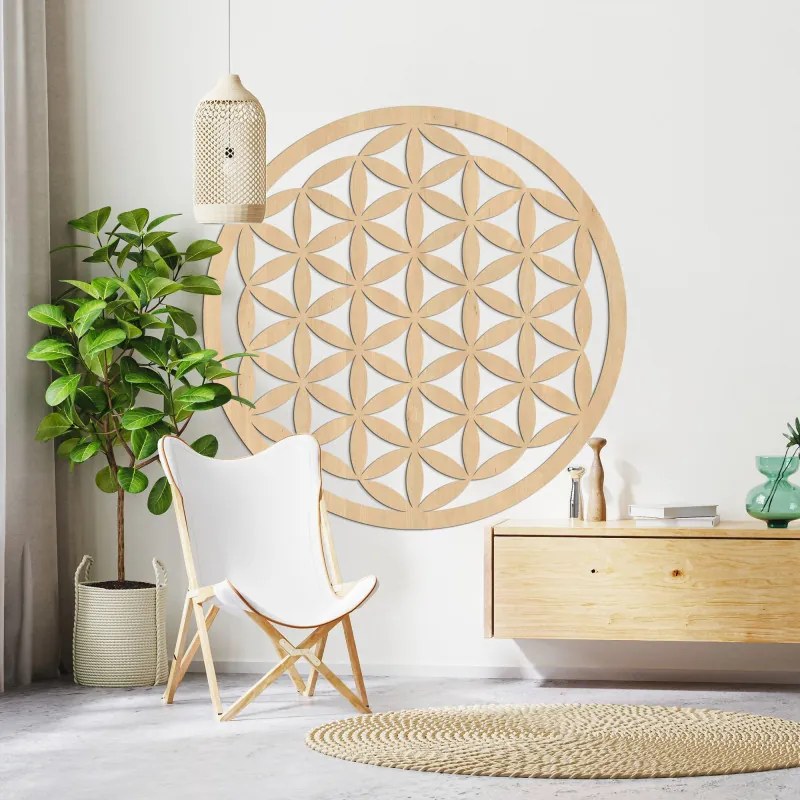 Vyrezávaná drevená dekorácia na stenu mandala kvet života | SENTOP HDF0166-akcia20