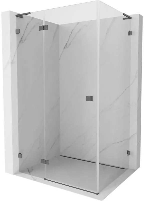 Mexen Lunar, L sklápací sprchový kút ľavý 95 x 90 cm, 8mm číre sklo, profil grafit brúsený, 834L-095-090-66-00-L