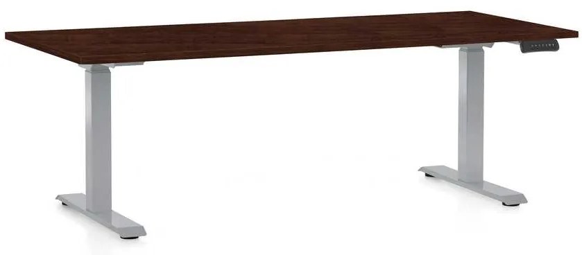 Výškovo nastaviteľný stôl OfficeTech D, 180 x 80 cm, sivá podnož, wenge