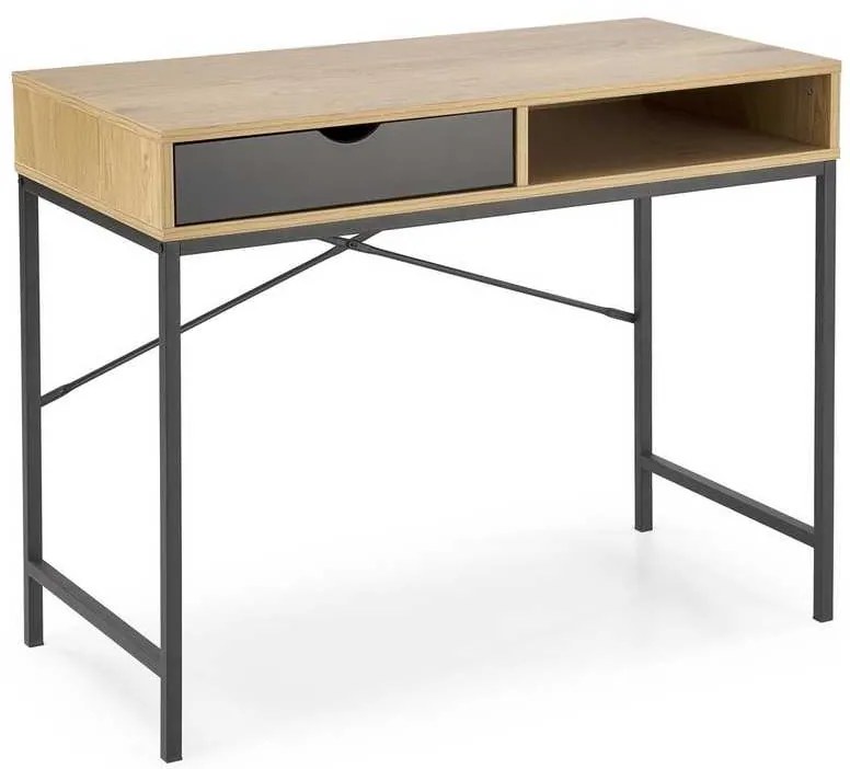 Písací stôl Levi, dub zlatý / čierna
