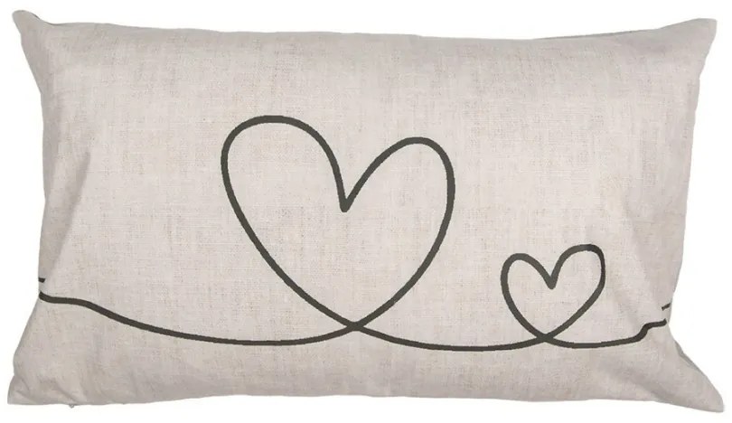 Béžovo-zelená obliečka na vankúš so srdiečkami Hearts Love - 30*50cm
