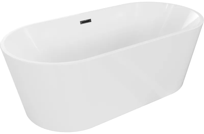 Mexen Luna, voľne stojaca vaňa 170 x 80 cm, biela, čierny matný prepad, 52031708000-70