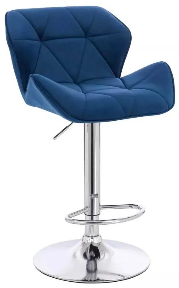 LuxuryForm DESIGN Barová stolička MILANO VELUR na striebornom tanieri - modrá