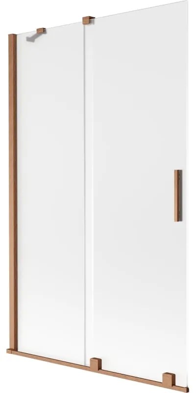 Mexen Velar, 2-krídlová posuvná vaňová zástena 110 x 150 cm, 8mm sklo námraza, medená matná, 896-110-000-31-65