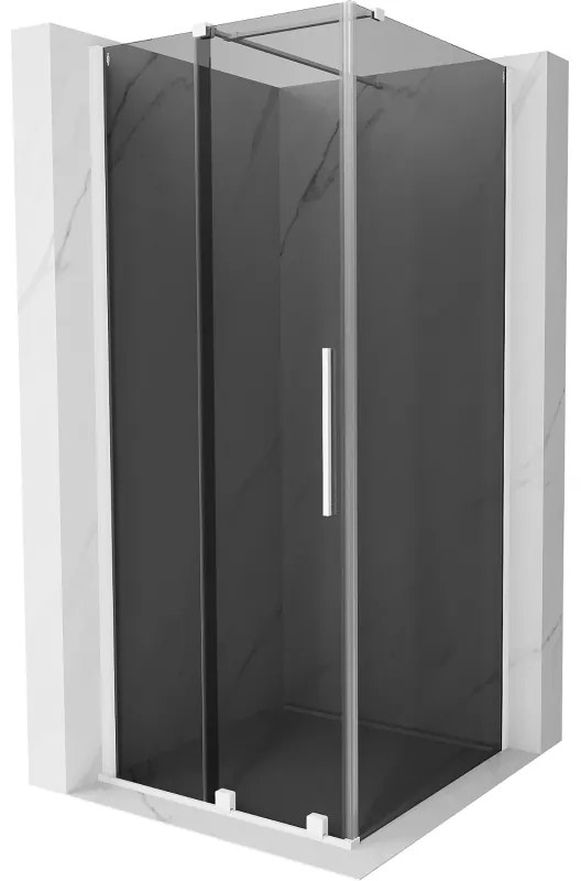 Mexen Velar, sprchový kút s posuvnými dverami 90 x 90 cm, 8mm šedé sklo, biela matná, 871-090-090-41-20