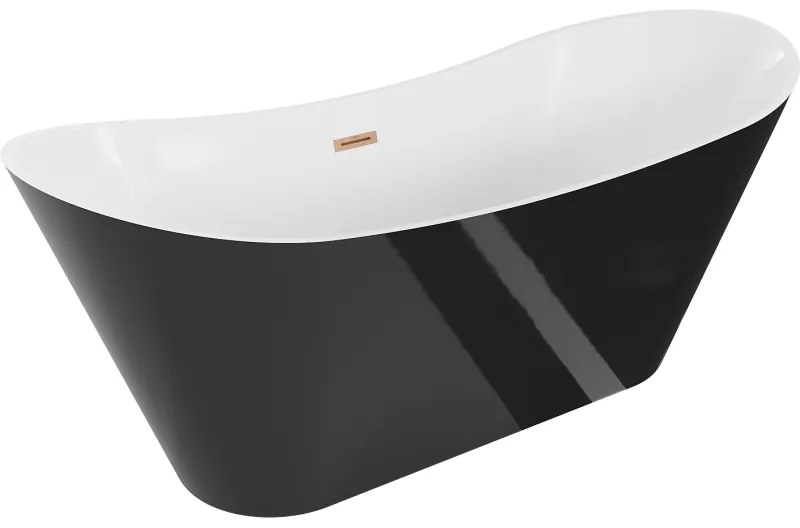 Mexen Celia, voľne stojaca vaňa 170 x 75 cm, biela-čierna, medený prepad, 52331707575-65