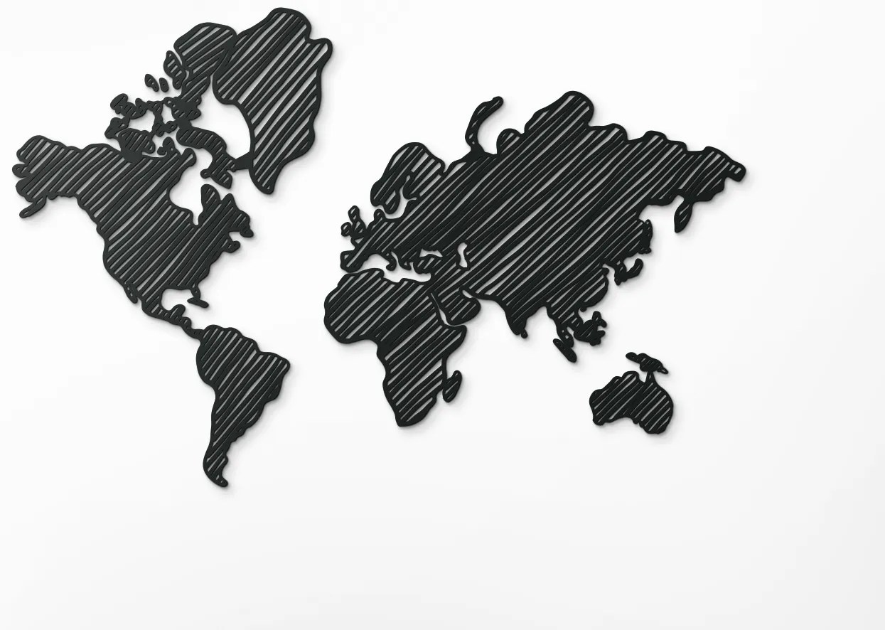 drevko Moderná dekorácia mapa sveta na stenu Rozmer obrazu: 42,5 x 65 cm, Farba dekorácie: Čierna
