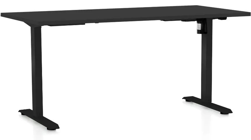 Výškovo nastaviteľný stôl OfficeTech A, 160 x 80 cm, čierna podnož, čierna