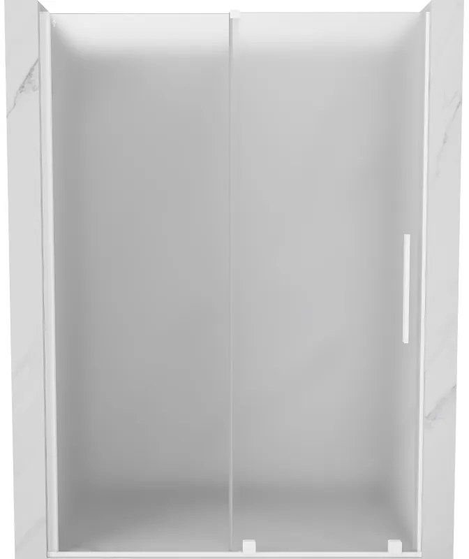 Mexen Velar, posuvné sprchové dvere do otvoru 140 cm, 8mm sklo námraza, biela matná, 871-140-000-31-20
