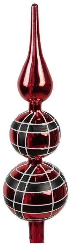 Červená sklenená dekorácia ozdoba na špičku stromčeka - Ø 8*30 cm