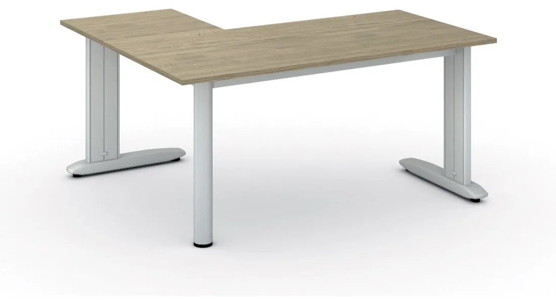 Rohový kancelársky písací stôl PRIMO FLEXIBLE, 1600 x 1400 mm, dub prírodný