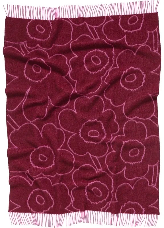 Vlnená deka Piirto Unikko 130x170, bordó-fuchsia