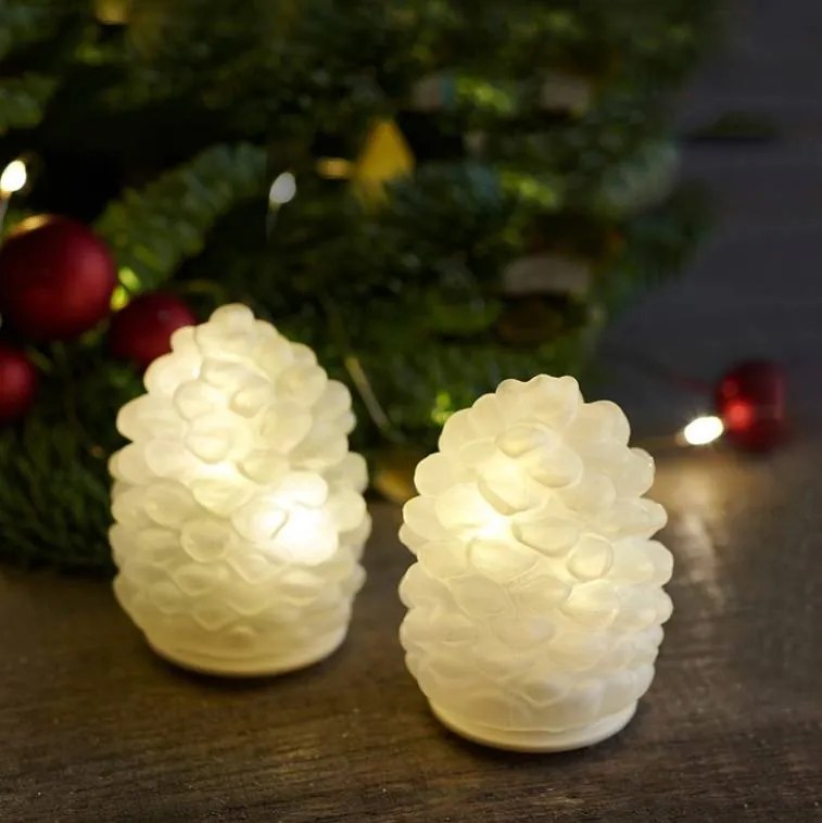 SIRIUS Sklenená dekorácia LED kužeľ, sada 2 kusov, matná