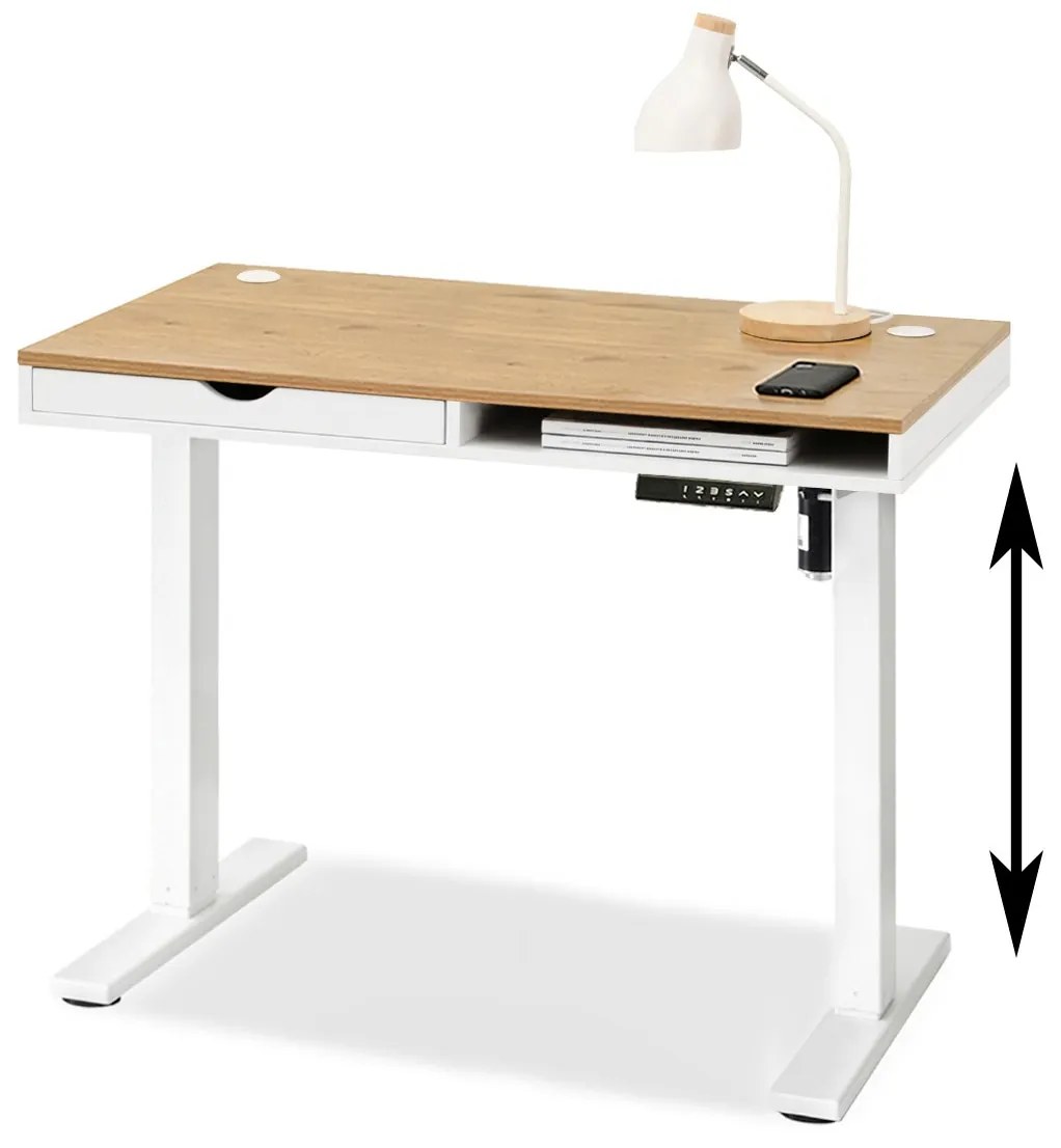 PC stolík Osto 100 (dub biely + čierna). Akcia -28%. Vlastná spoľahlivá doprava až k Vám domov. 1109812