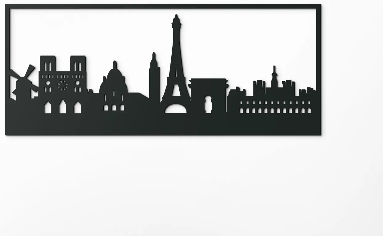 drevko Obraz Paríž Rozmer obrazu: 37 x 89 cm, Farba dekorácie: Čierna