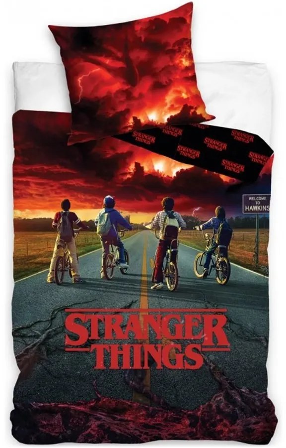 Bavlnené posteľné obliečky Stranger Things - motív Storm Guards - 100% bavlna Renforcé - 70 x 90 cm + 140 x 200 cm