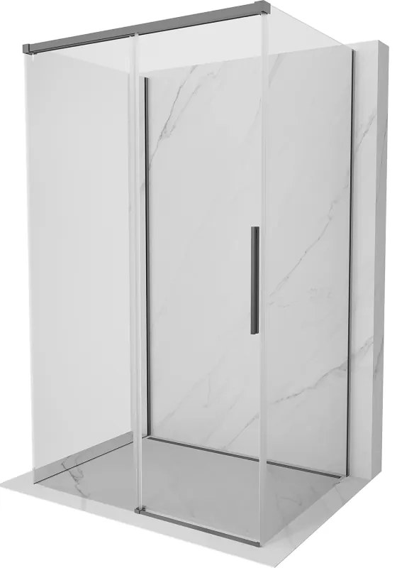 Mexen Rox-3S, 3-stenný sprchový kút 135 x 110 cm, 8mm číre sklo, grafitový profil, 8C2-135-110-95-00-3S