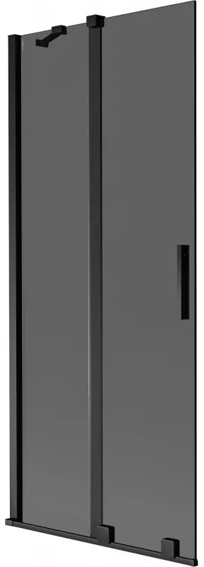 Mexen Velar, 2-krídlová posuvná vaňová zástena 80 x 150 cm, 8mm šedé sklo, čierna matná, 896-080-000-41-70