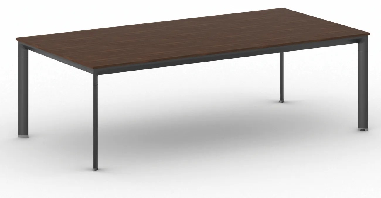 Rokovací kancelársky stôl PRIMO INVITATION, 240x120 cm, čierna podnož, orech