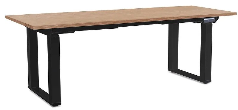 Výškovo nastaviteľný stôl OfficeTech Strong 200 x 80 cm, čierna podnož, dub
