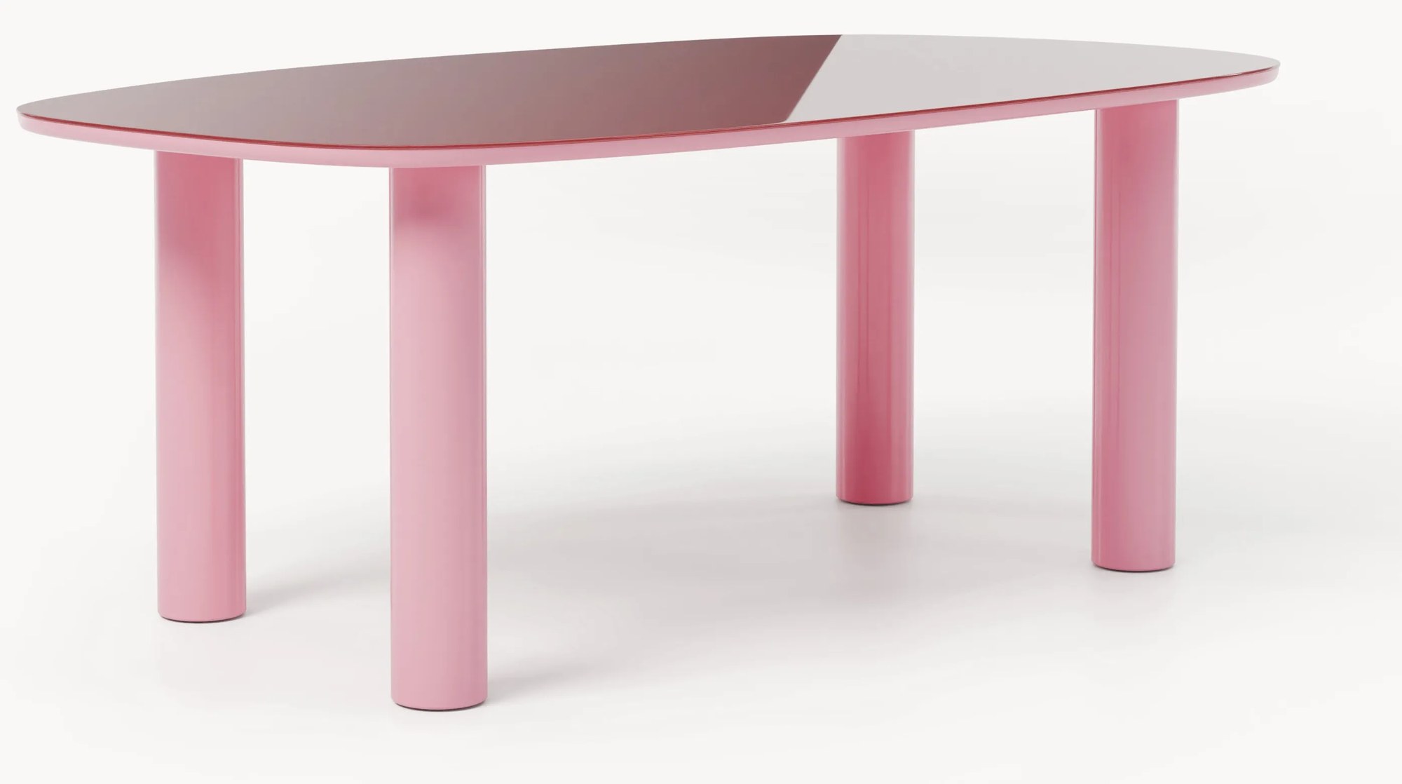 Jedálenský stôl v organickom tvare so sklenenou doskou Beni, 200 x 110 cm