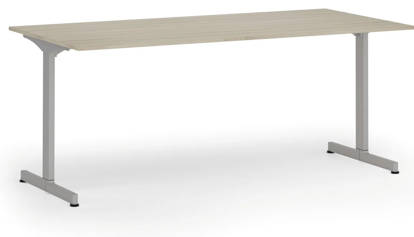 Kancelársky stôl PRIMO BETA, 180x90 cm, sivá podnož, dub prírodný