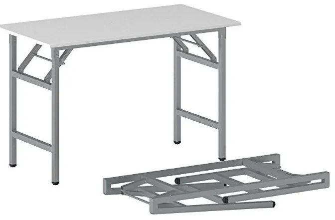 Konferenčný stôl FAST READY, 120x60 cm, sivostrieborná podnož, biela