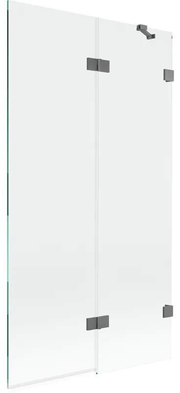 Mexen Lunar, 2-krídlová vaňová zástena pravá 100 x 150 cm, číre sklo, grafitová, 897-100-100-95-00-P