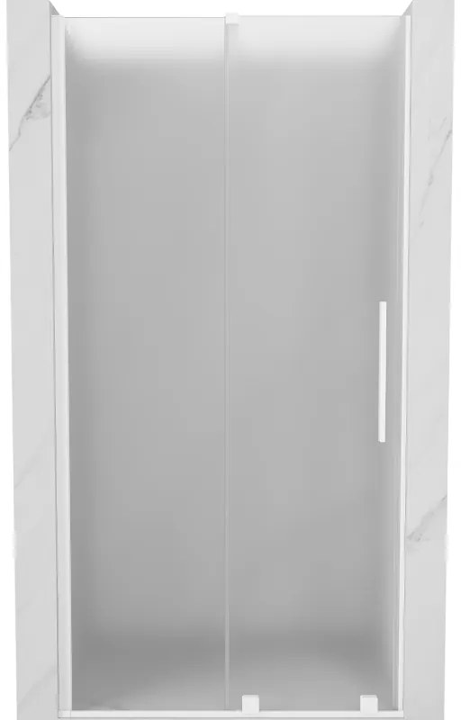 Mexen Velar, posuvné sprchové dvere do otvoru 110 cm, 8mm sklo námraza, biela matná, 871-110-000-31-20