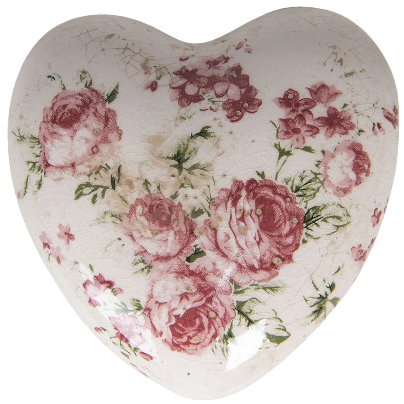 Dekorácia vintage srdce s ružami Rose - 11 * 11 * 4 cm