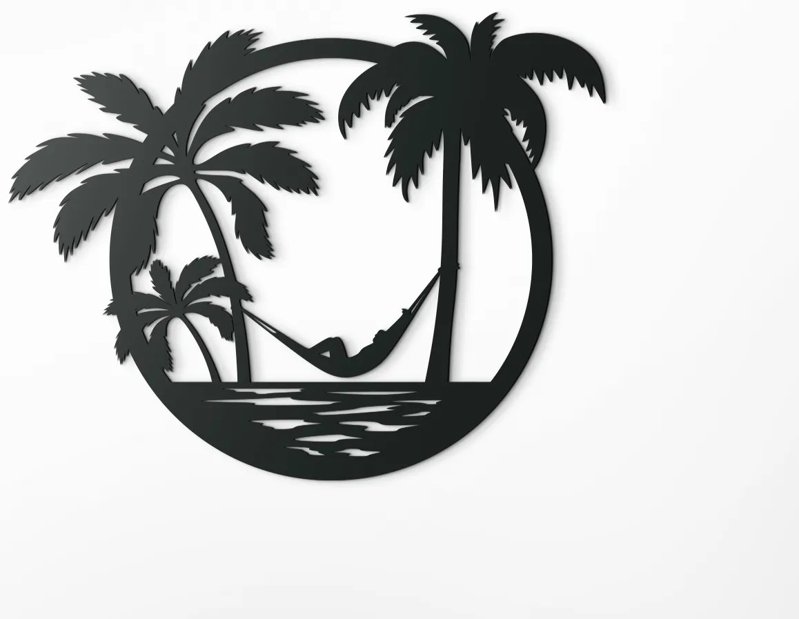 drevko Drevený obraz Relax na hojdacej sieti Rozmer obrazu: 32,5 x 41,5 cm, Farba dekorácie: Čierna