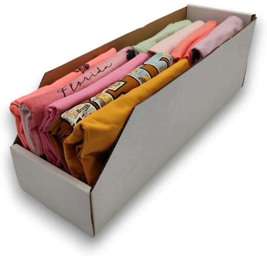 Úložné boxy na oblečenie, organizéry do skrine BIELY KARTÓN 15x47 cm