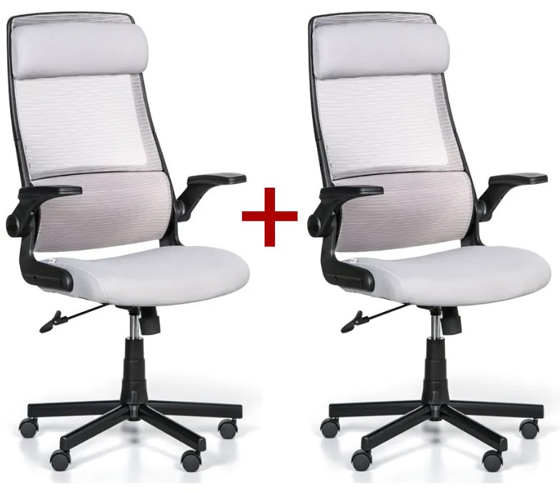 Kancelárska stolička EIGER 1+1 ZADARMO, sivá