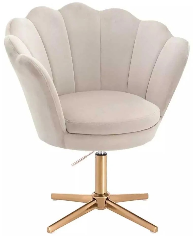 LuxuryForm DESIGN Kreslo FREY VELUR na zlatom kríži - latte