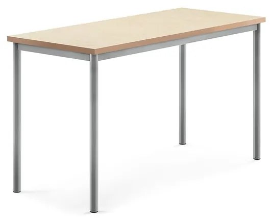 Stôl SONITUS, 1400x600x760 mm, linoleum - béžová, strieborná