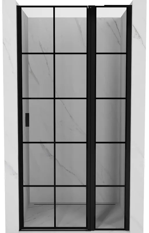 Mexen, Mexen Mist L Otočné pravé sprchové dvere 90 cm, čierna mriežka - 8A4L-090-000-70-77-P