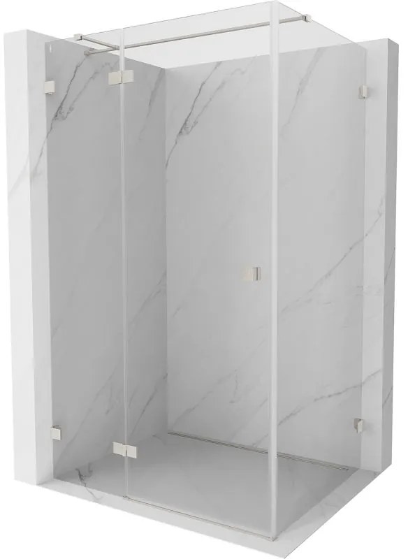 Mexen Lunar T, výklopný ľavý sprchový kút 125 x 110 cm, 8mm číre sklo, oceľový profil, 834T-125-110-97-00-L