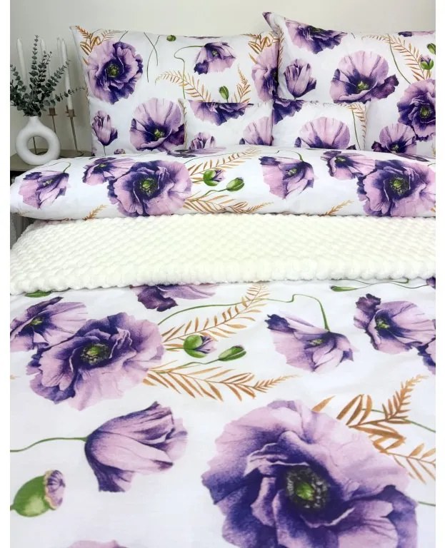 Bavlnené obliečky Fialové maky – zapínanie na zips
