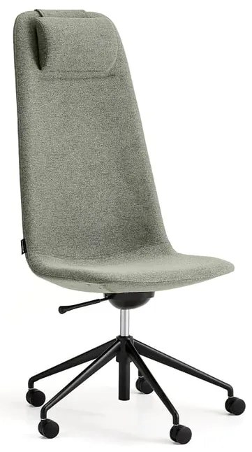 Stolička LANGLEY, vysoký sedák, s kolieskami, čierna/zelenošedá