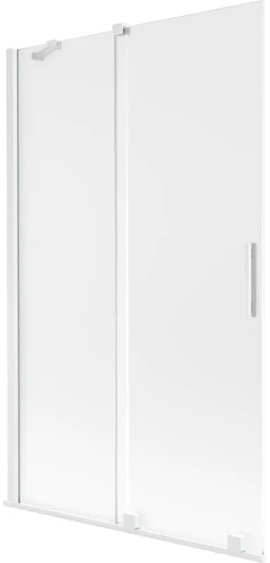 Mexen Velar, 2-krídlová posuvná vaňová zástena 110 x 150 cm, 8mm sklo námraza, biela matná, 896-110-000-31-20